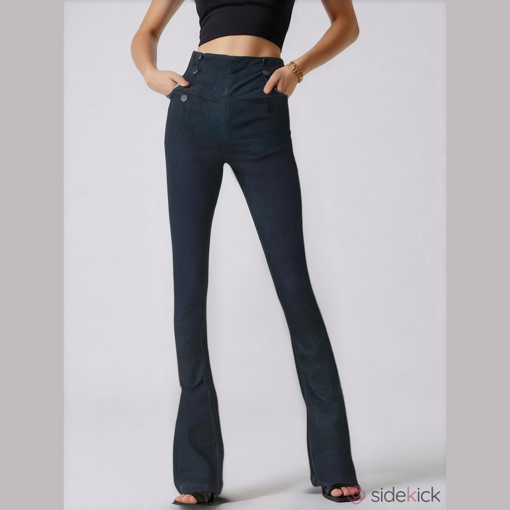 Nissi Jeans Vintage Y2K midnight blue stretchy flare‎ long high waist